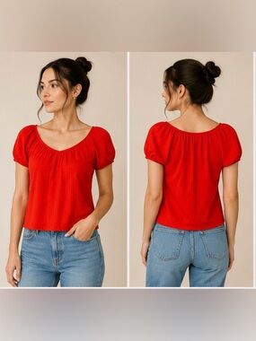 Vintage GAP Red Puff Sleeve Top Women’s Medium Y2K